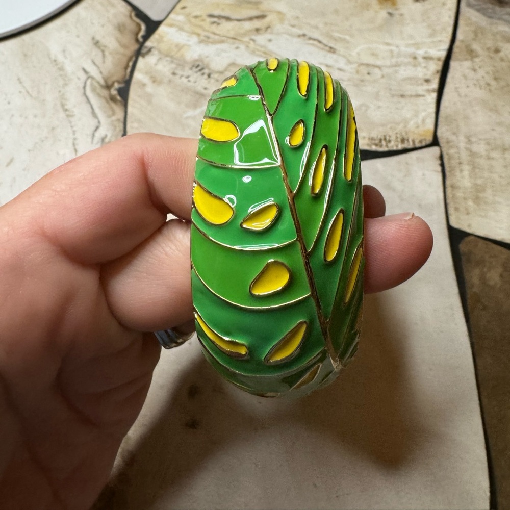Sequin Brand Enamel Bracelet - Green/Yellow. Excellent Condition.